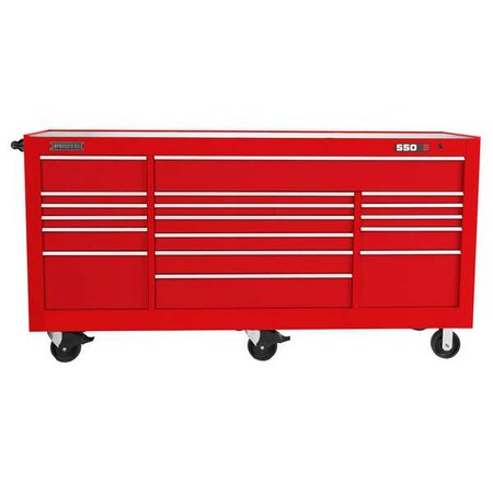 Proto 550S Rolling Tool Cabinet, 20 Drawer, Gloss Red, Steel, 88 1/4 in W x 27 in D x 46 3/8 in H J558846-20RD