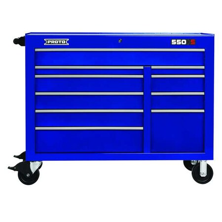 Proto 550S Series Rolling Tool Cabinet, 10 Drawer, Blue, Steel, 50 in W x 25-1/4 in D x 41 in H J555041-10BL