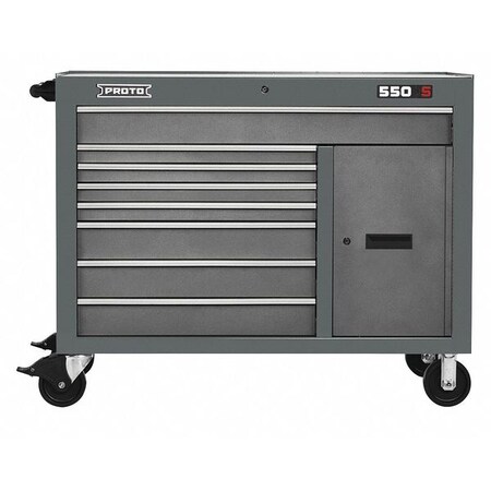 Proto 550S Rolling Cabinet, 8 Drawer, Gray, Steel, 50" W x 25-1/4" D x 41" H J555041-8DG-1S