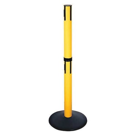 Retracta-Belt Belt Barrier Rcvr. Post, Yellow, Cast Iron 331DPYW-RCV