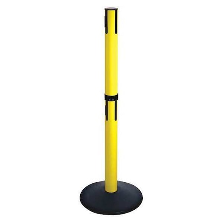 Retracta-Belt Belt Barrier Rcvr. Post, Yellow, Cast Iron 331DYA-RCV