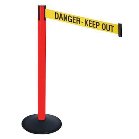 Retracta-Belt Barrier Post with Belt, Black, 10 ft Length, 40 in Post Height, Danger Keep Out, Powder Coated 331PRD-DKO