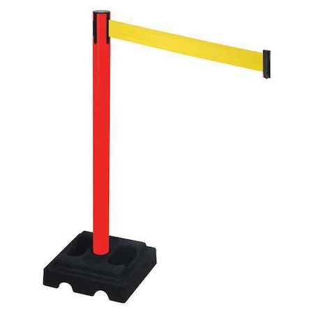Retracta-Belt Barrier Post with Belt, Red, 10 ft Length, 40 in Post Height, No Legend, Red 332PRD-YW