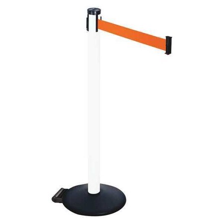 Retracta-Belt Barrier Post with Belt, Black, 10 ft Length, 40 in Post Height, No Legend, Powder Coated 305PWH-FO