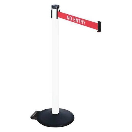 Retracta-Belt Barrier Post with Belt, Black, 10 ft Length, 40 in Post Height, No Entry, Powder Coated 305PWH-NE