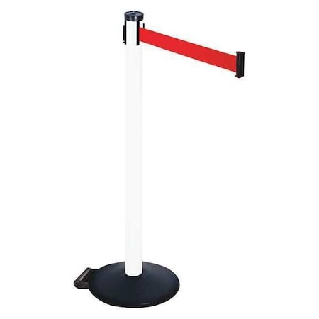 Retracta-Belt Barrier Post with Belt, Black, 10 ft Length, 40 in Post Height, No Legend, Powder Coated 305PWH-RD