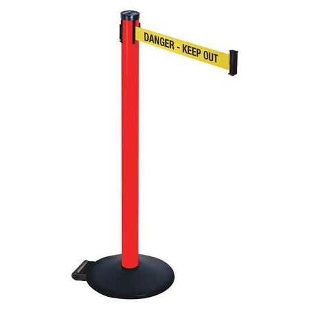 Retracta-Belt Barrier Post with Belt, Black, 10 ft Length, 40 in Post Height, Danger Keep Out, Powder Coated 305PRD-DKO