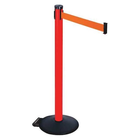 Retracta-Belt Barrier Post with Belt, Black, 10 ft Length, 40 in Post Height, No Legend, Powder Coated 305PRD-FO
