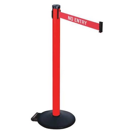 Retracta-Belt Barrier Post with Belt, Black, 10 ft Length, 40 in Post Height, No Entry, Powder Coated 305PRD-NE
