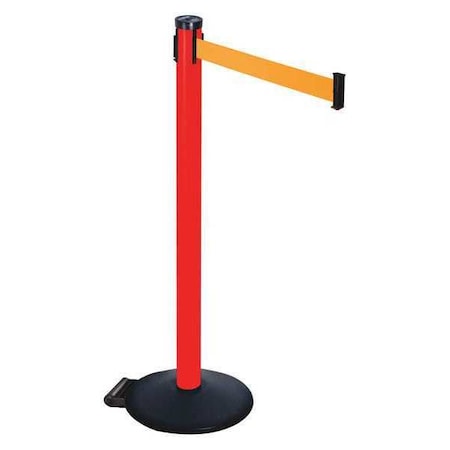 Retracta-Belt Barrier Post with Belt, Black, 10 ft Length, 40 in Post Height, No Legend, Powder Coated 305PRD-OR