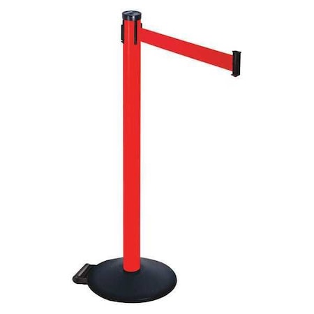 Retracta-Belt Barrier Post with Belt, Black, 10 ft Length, 40 in Post Height, No Legend, Powder Coated 305PRD-RD