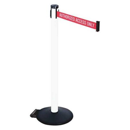 Retracta-Belt Barrier Post with Belt, Black, 10 ft Length, 40 in Post Height, Authorized Access Only 305PWH-AAO