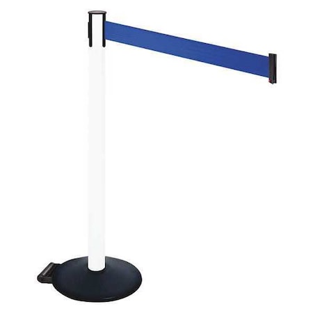 Retracta-Belt Barrier Post with Belt, Black, 10 ft Length, 40 in Post Height, No Legend, Powder Coated 335PWH-BL