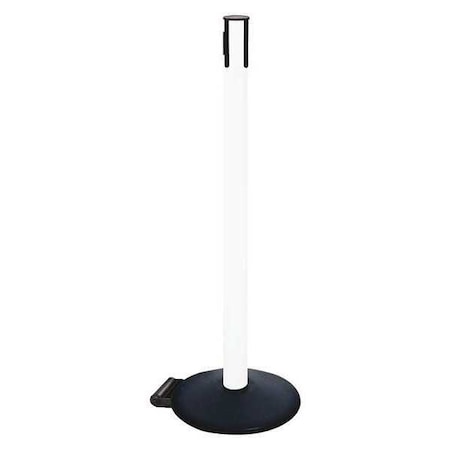 Retracta-Belt Belt Barrier Rcvr. Post, White, Cast Iron 335PWH-RCV
