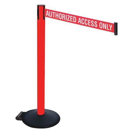 Retracta-Belt Barrier Post with Belt, Black, 10 ft Length, 40 in Post Height, Authorized Access Only 335PRD-AAO