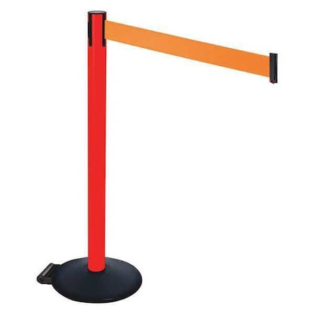 Retracta-Belt Barrier Post with Belt, Black, 10 ft Length, 40 in Post Height, No Legend, Powder Coated 335PRD-OR