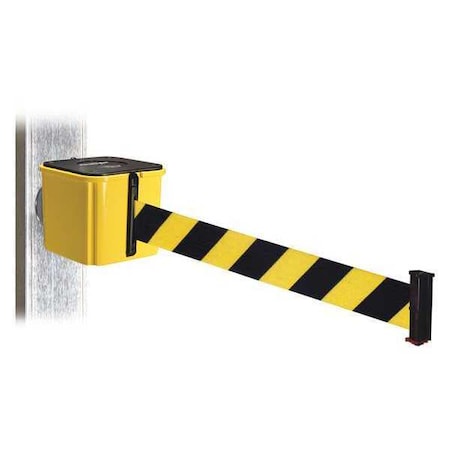 Retracta-Belt Belt Barrier, Ylw, Black/Ylw Belt, 15 ft. L WH412YW15-BYD-MM