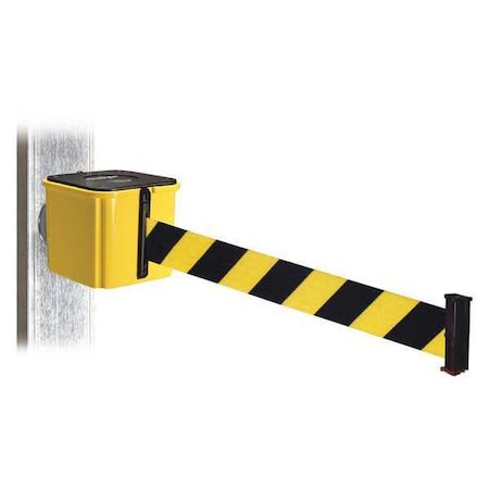Retracta-Belt Belt Barrier, Ylw, Black/Ylw Belt, 30 ft. L WH412YW30-BYD-MM