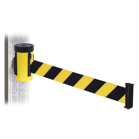 Retracta-Belt Belt Barrier, Ylw, Black/Ylw Belt, 10 ft. L WH700YW-BYD-MM