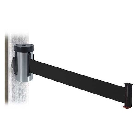 Retracta-Belt Belt Barrier, Satin SS, Black Belt, 10ft. L WH700SS-BK-MM