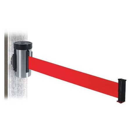 Retracta-Belt Belt Barrier, Satin SS, Red Belt, 10 ft. L WH700SS-RD-MM