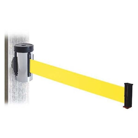Retracta-Belt Belt Barrier, Satin SS, Yellow Belt, 10ft.L WH700SS-YW-MM