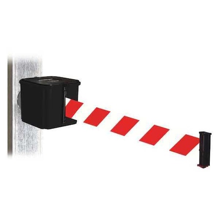 Retracta-Belt Belt Barrier, Blk, Red/White Belt, 15 ft. L WH412SB15-RWD-MM