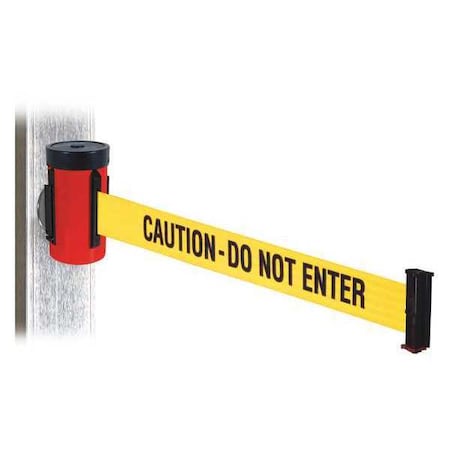 Retracta-Belt Belt Barrier, Red, Magnet, Ylw/Blk Txt Belt WH700RD-CAU-MM