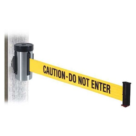 Retracta-Belt Belt Barrier, Satin SS, Ylw/Blk Text Belt WH700SS-CAU-MM