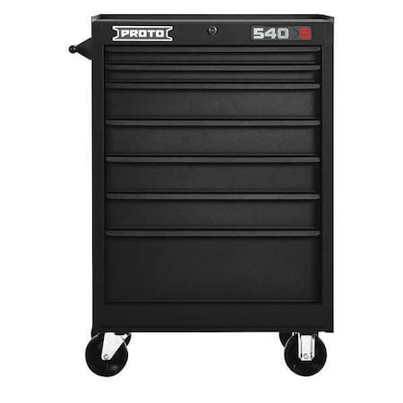 Proto 540S Rolling Tool Cabinet, 7 Drawer, Dual Black, Steel, 27 in W x 18 in D x 42 in H J542742-7DB