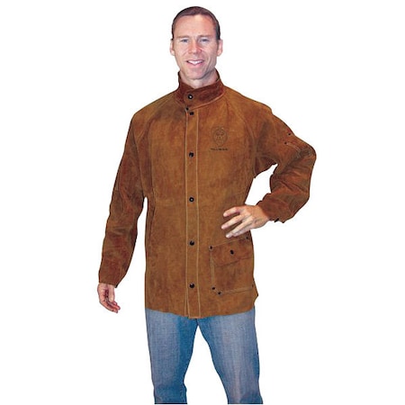 Tillman Jacket, Cowhide, 84 oz, 30 in Length, Snaps Closure, Brown, 2XL 38302X