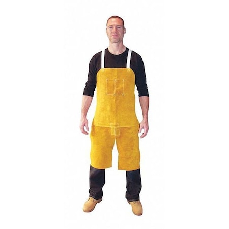 Tillman 24X36 Lth Sl Bib Apron, Leather and Cotton Crossed Back Straps, 36" Length, Bourbon Brown 4336