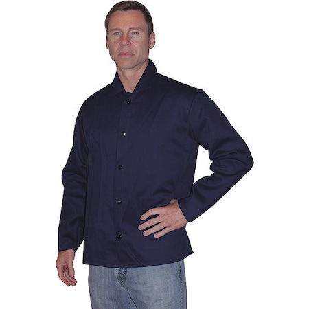 Tillman Jacket, Indura, 9 oz, 30 in Length, snaps Closure, Navy, L 6230IL