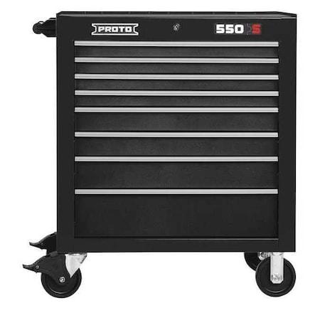 Proto 550S Series Rolling Tool Cabinet, 8 Drawer, Dual Black, Steel, 34 in W x 25-1/4 in D x 41 in H J553441-8DB