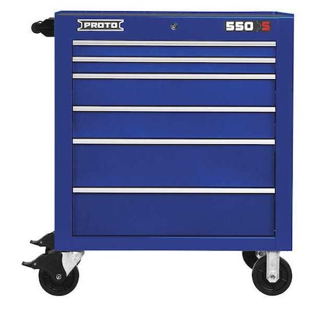 Proto 550S Series Rolling Tool Cabinet, 6 Drawer, Blue, Steel, 34 in W x 25-1/4 in D x 41 in H J553441-6BL