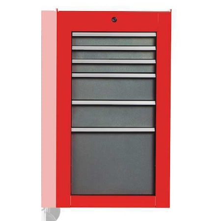 Proto 550S Series Side Cabinet, 6 Drawer, Red/Gray, Steel, 19 in W x 25-1/4 in D x 34 in H J551934-6SG-SC