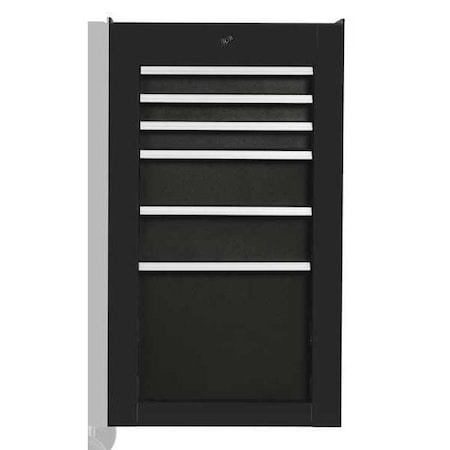 Proto 550S Series Side Cabinet, 6 Drawer, Black, Steel, 19 in W x 25-1/4 in D x 34 in H J551934-6BK-SC