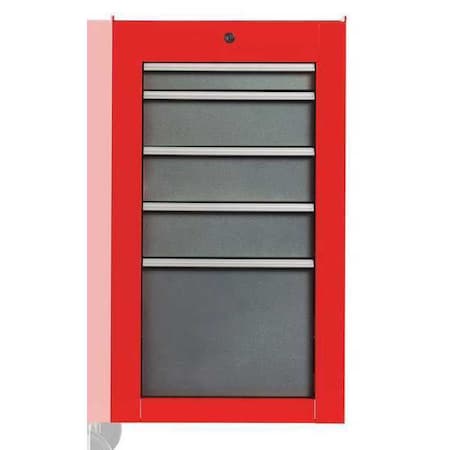 Proto 550S Series Tool Cabinet, 5 Drawer, Red/Gray, Steel, 19 in W x 25-1/4 in D x 34 in H J551934-5SG-SC