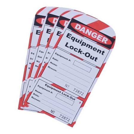 Ideal Warehouse Innovations Replacement Lockout Tags, Paper, Red/White, PK25 70-1186
