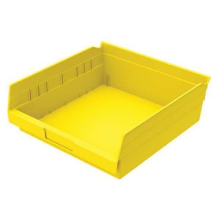 Zoro Select Shelf Storage Bin, Plastic, Yellow, 4 in H, 11 1/8 in W, 11 5/8 in L 30170YELLOBLANK