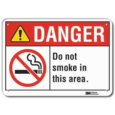 Lyle Reflective No Smoking Danger Sign, 7" H, 10" W, Vertical Rectangle, English, LCU4-0169-RA_10x7 LCU4-0169-RA_10x7