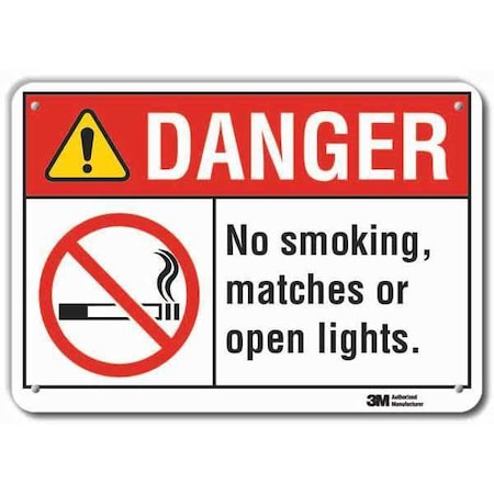Lyle Reflective No Smoking Danger Sign, 7" H, 10" W, Vertical Rectangle, English, LCU4-0133-RA_10x7 LCU4-0133-RA_10x7