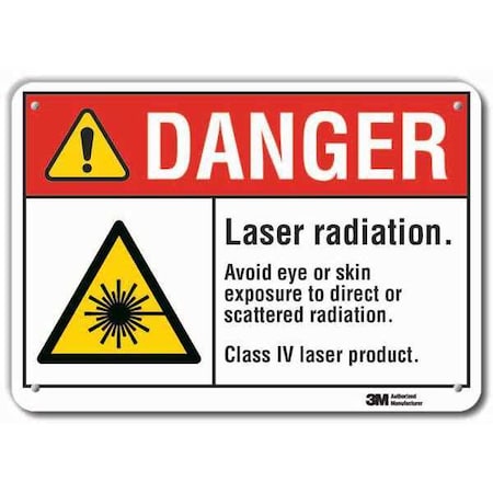 Lyle Radiation & Laser Sign, 10 in H x 14 in W, Aluminum, Horizontal Rectangle LCU4-0053-RA_14x10