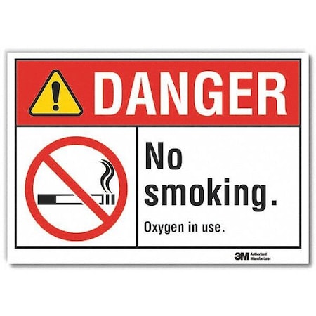 Lyle Danger, No Smoking Oxygen In Use, 14 in W x 10 in H, Horizontal Rectangle, Reflective Sheeting LCU4-0128-RD_14x10