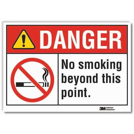 Lyle No Smoking Danger Reflective Label, 7" H, 10" W, Reflective Sheeting, English, LCU4-0131-RD_10x7 LCU4-0131-RD_10x7