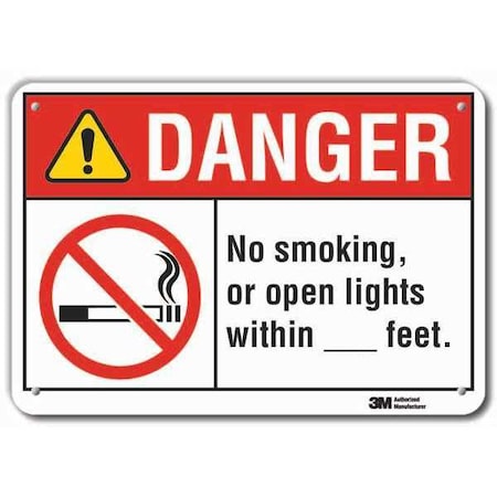 Lyle Reflective No Smoking Danger Sign, 7" H, 10" W, Vertical Rectangle, English, LCU4-0132-RA_10x7 LCU4-0132-RA_10x7