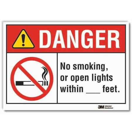 Lyle No Smoking Danger Reflective Label, 10" H, 14 in W, Reflective Sheeting, English, LCU4-0132-RD_14x10 LCU4-0132-RD_14x10