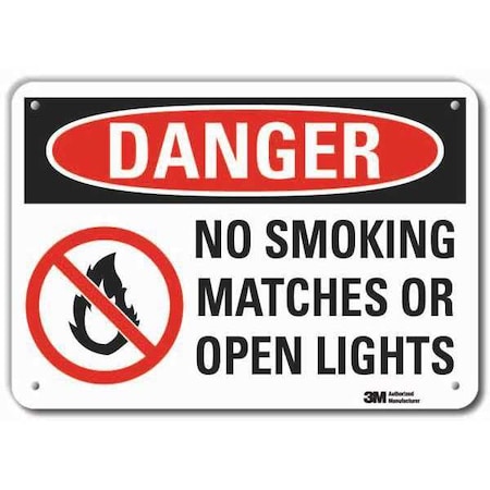Lyle Reflective No Smoking Danger Sign, 7" H, 10" W, Vertical Rectangle, English, LCU4-0532-RA_10x7 LCU4-0532-RA_10x7