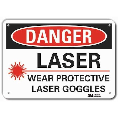 Lyle Radiation & Laser Sign, 10 in H x 14 in W, Aluminum, Horizontal Rectangle LCU4-0252-RA_14x10