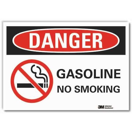 Lyle Danger, Gasoline No Smoking, 5 in W x 3 1/2 in H, Horizontal Rectangle, Reflective Sheeting LCU4-0271-RD_5x3.5